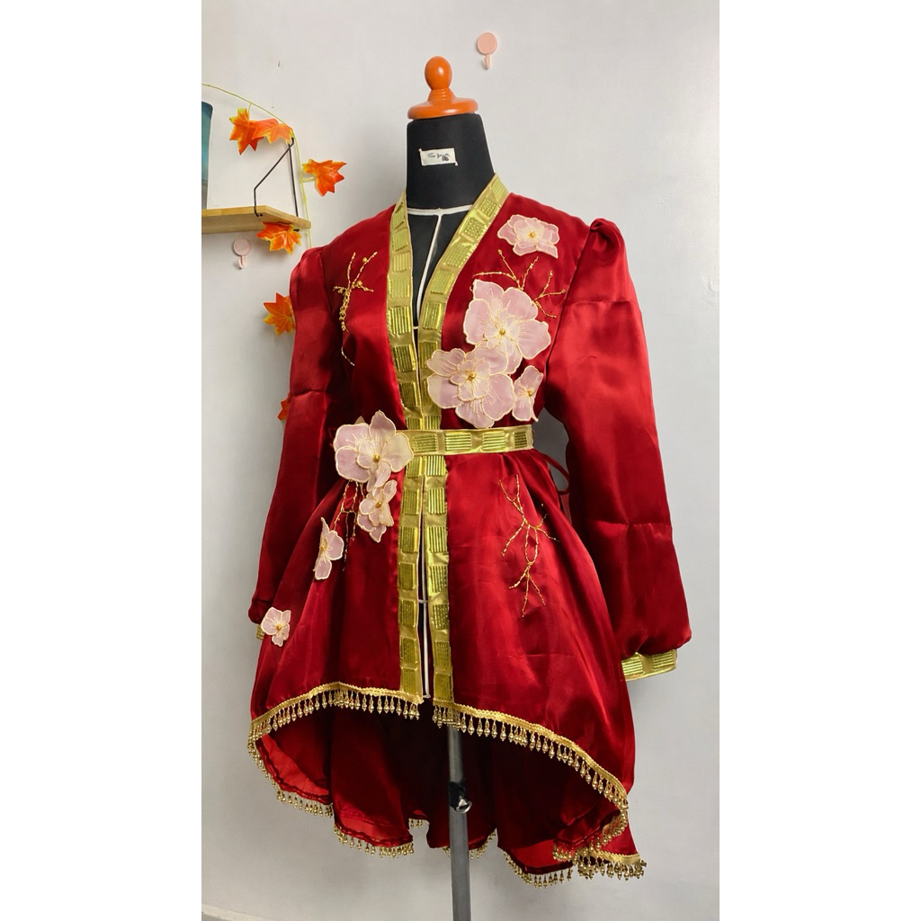 Baju Bodo Modern Wanita Special Request – Ruby Red Gold Elegance PRE ORDER | LIVRA