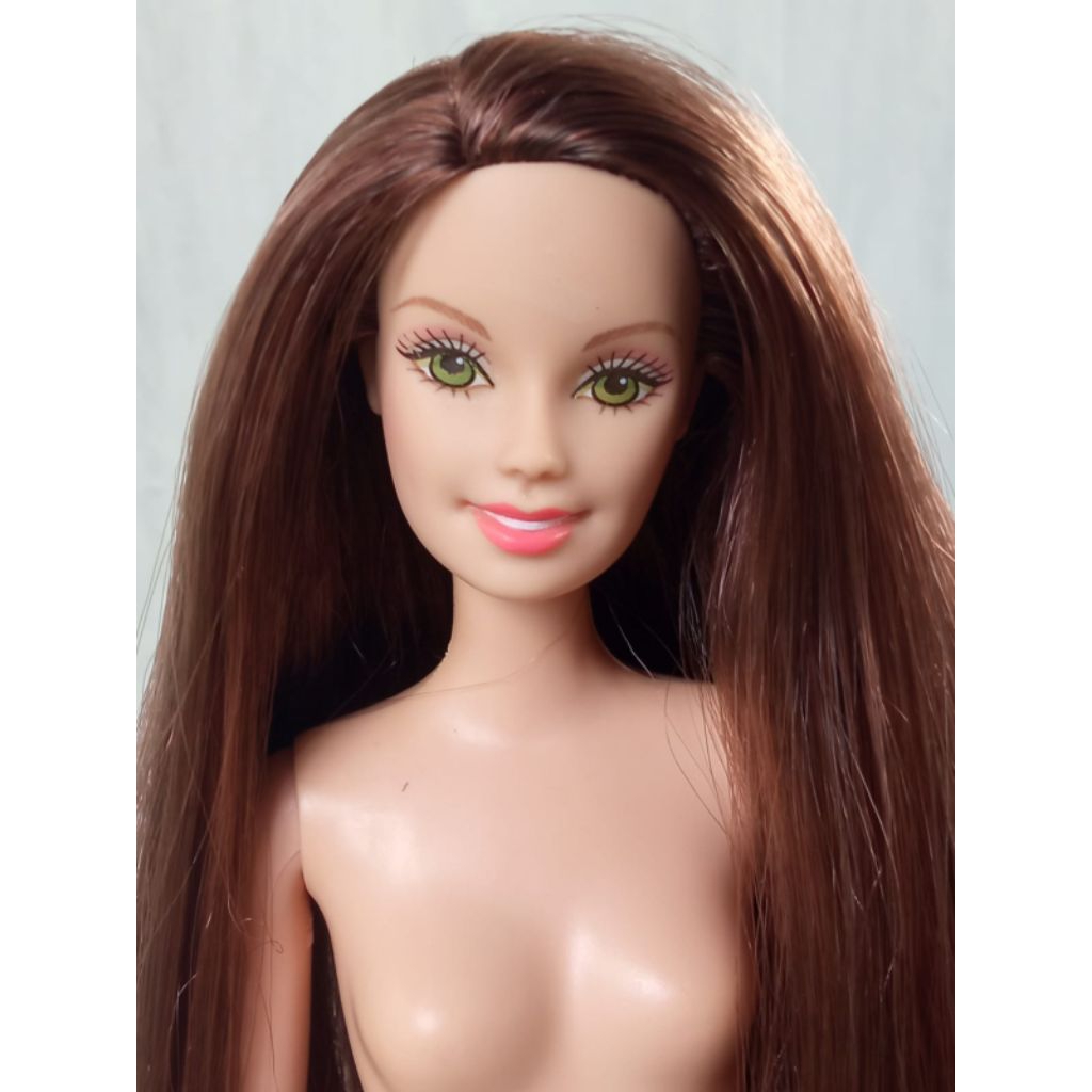 Barbie Mattel Vintage Jadul Rambut coklat panjang kaki karet preloved / bekas mainan berbi