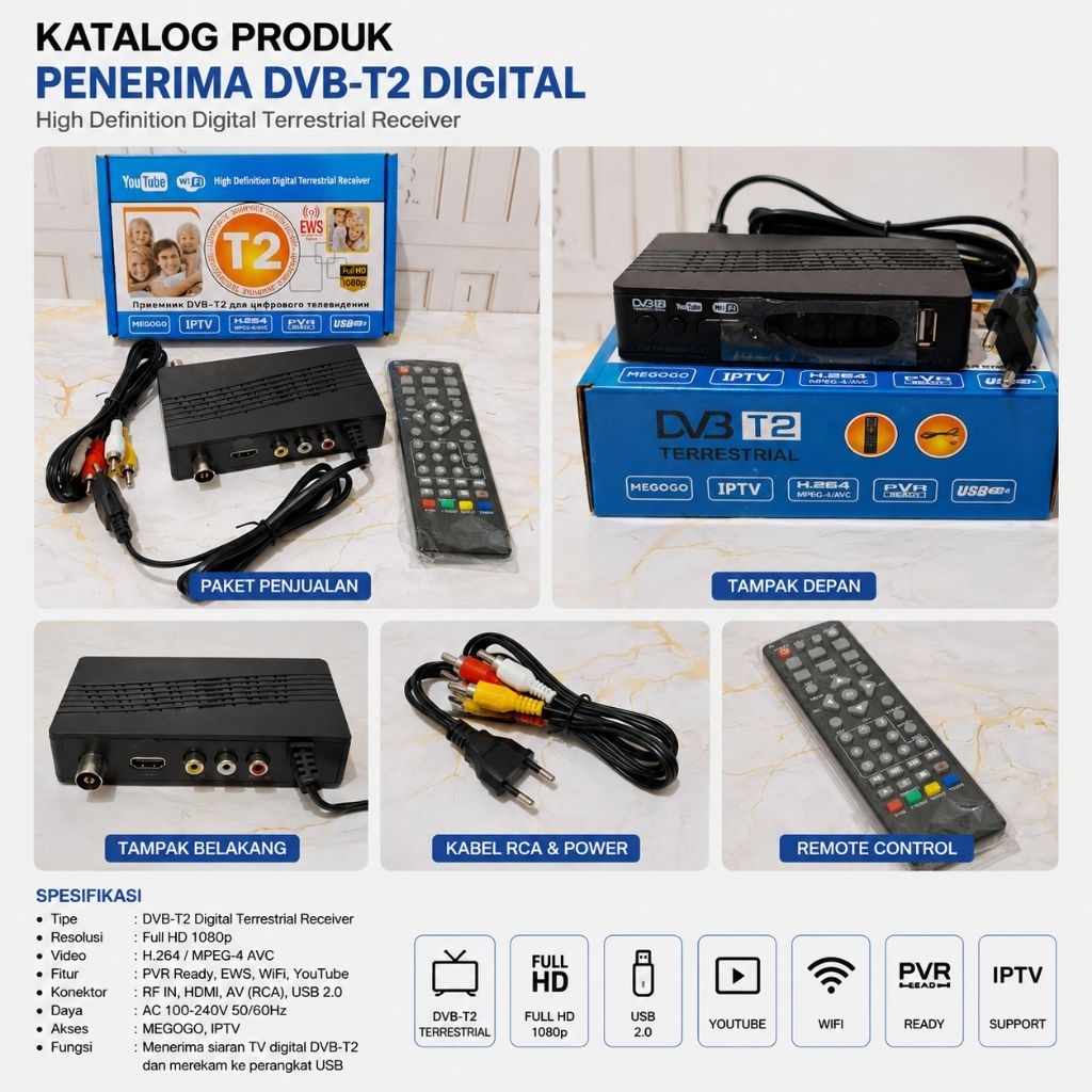 Set Top Box Tv Digital DVB T2 FULL HD / TERMURAH TERBAIK/ set topbox tv digital untuk tv tabung / st
