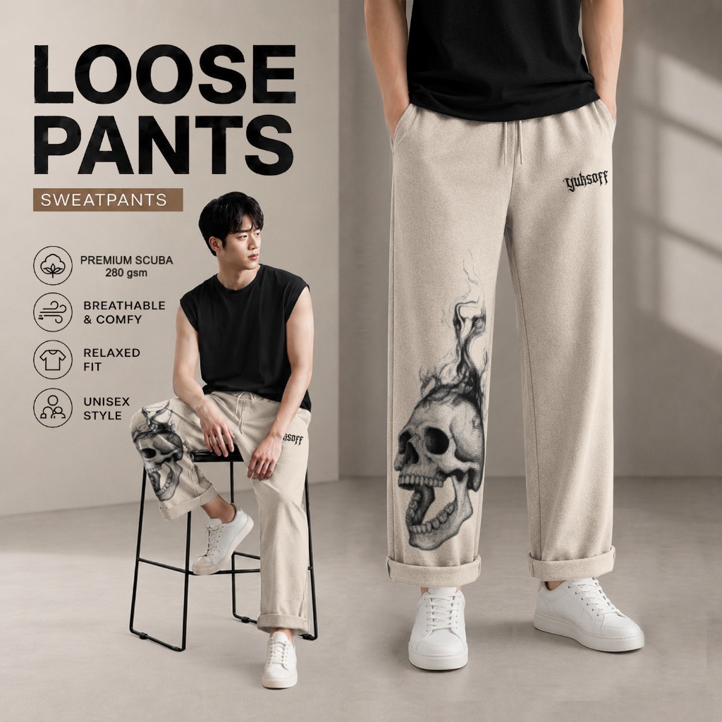 GAP SKULL CELANA PANJANG LOOSE PANTS BAGGY SKENA CASUAL SWEATPANTS PRIA WANITA KOREAN STYLE JAPAN ST