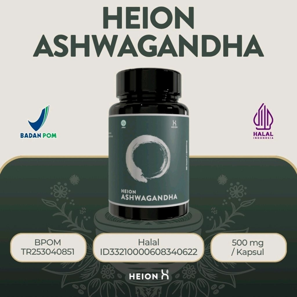 HEION Ashwagandha+ 60 Kapsul SUPLEMENT KESEHATAN ASHWAGANDA EXTRACT @500mg BPOM by HEION OFFICIAL