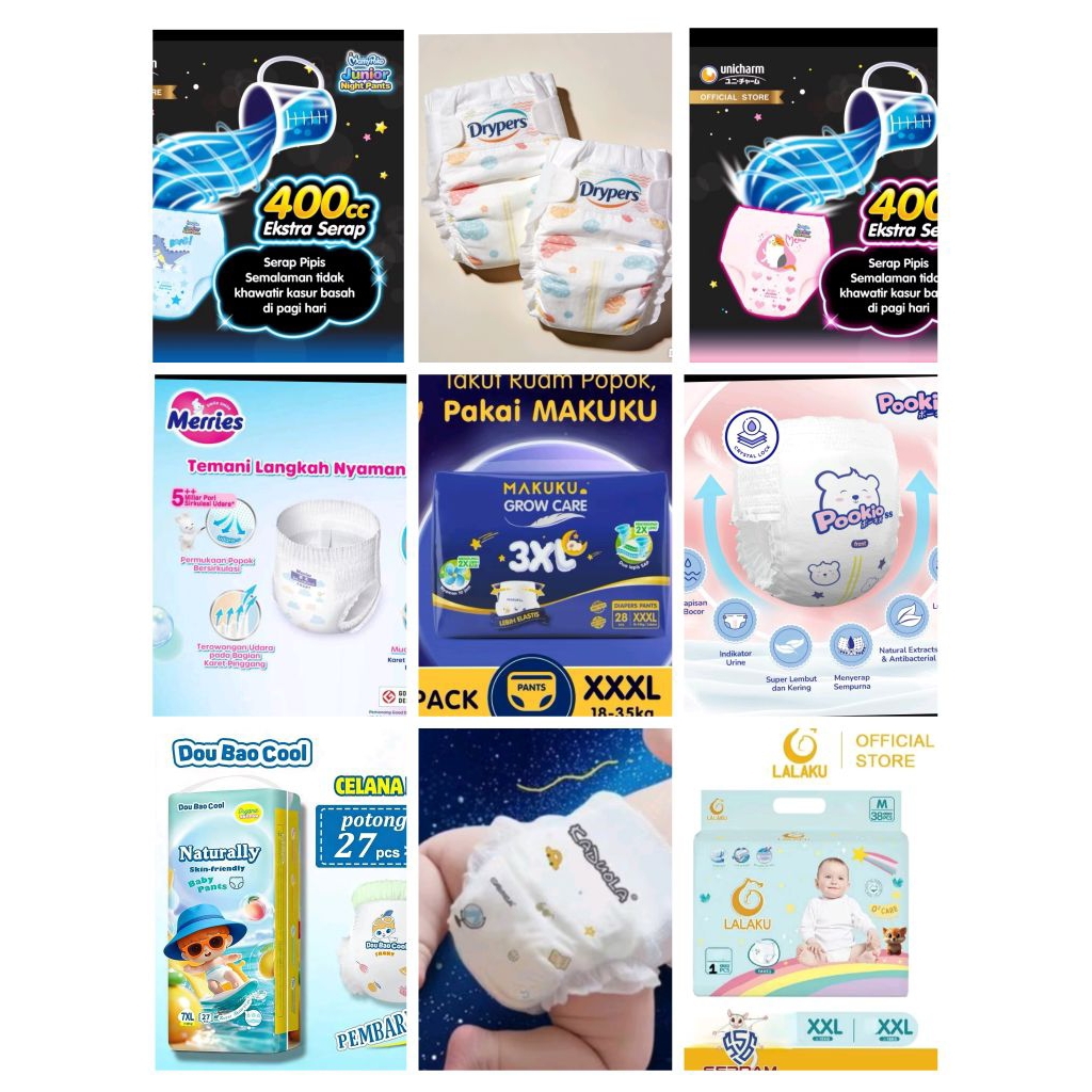 Popok ECER Anak & Bayi Xxl / xxxl Mamypoko JUNIOR NIGHT Pants Extra Serap Lembut Untuk mereka yang m