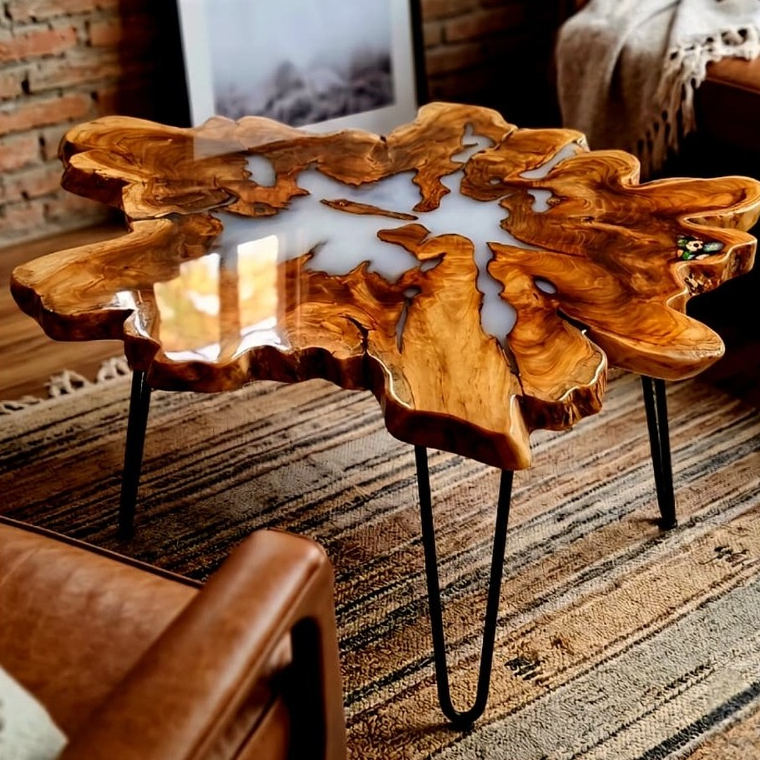 Meja resin Teras Coffee Table Meja Akar Jati EPOXY RESIN Meja Kopi Minimalis