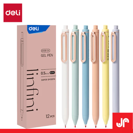 DELI PULPEN GEL PEN 0.5mm G338-BK 1 PAK / PULPEN DELI GEL PEN 1 PAK / PULPEN LINFINI DELI