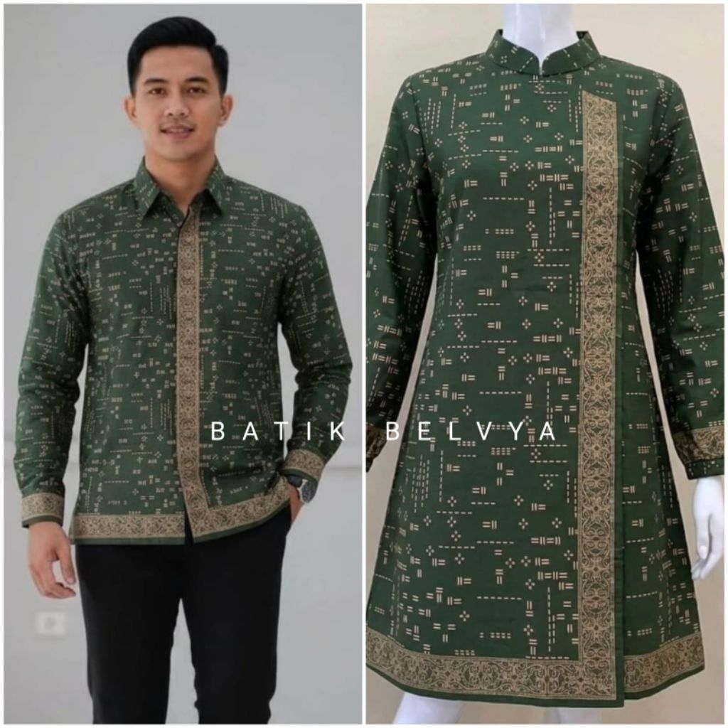 Set couple batik motif kuning abstrak / Batik sragen / batik solo / dress batik / tunik batik / keme