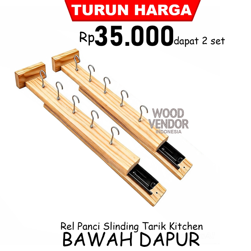 Rel Panci 2set Kayu Tarik Kitchen