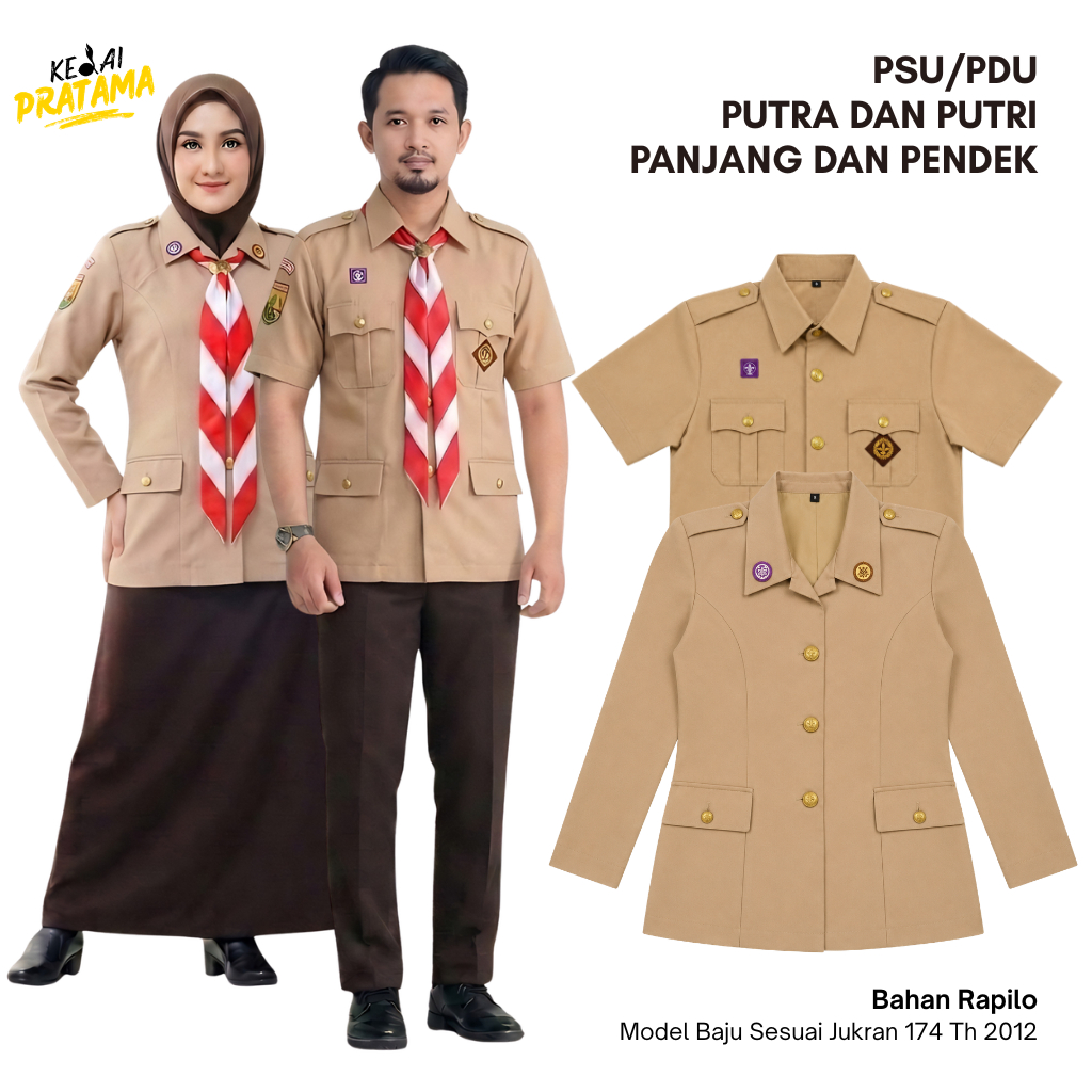 Baju Seragam Pramuka PDU Bahan Rapilo Ukuran M - 2XL