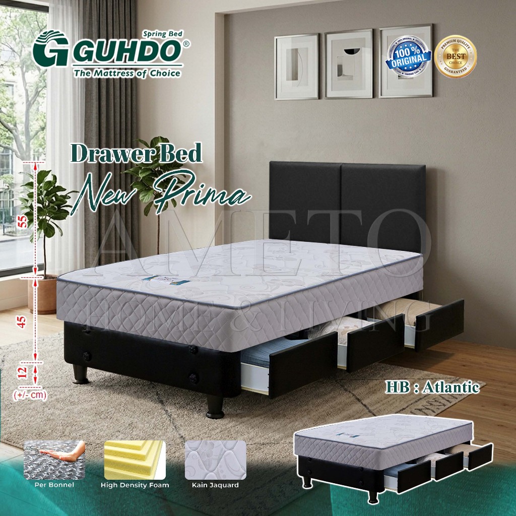 Guhdo Springbed Drawer Laci New Prima 140x200 HB Atlantic Full Set