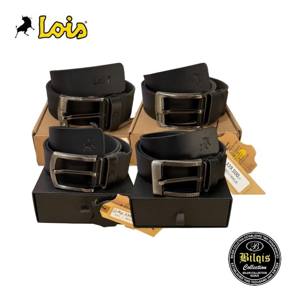 Lois Original Ikat Pinggang Kulit Pria Sabuk Formal Casual Warna Hitam