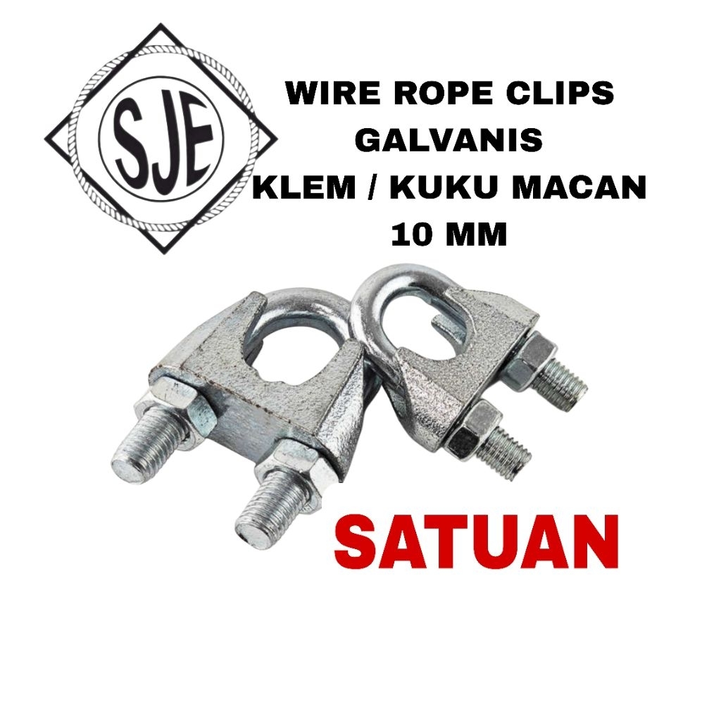 klem sling 10mm / kuku macan 10mm / wire rope claim 10mm / wire rope clips 10mm / klem kabel baja 10