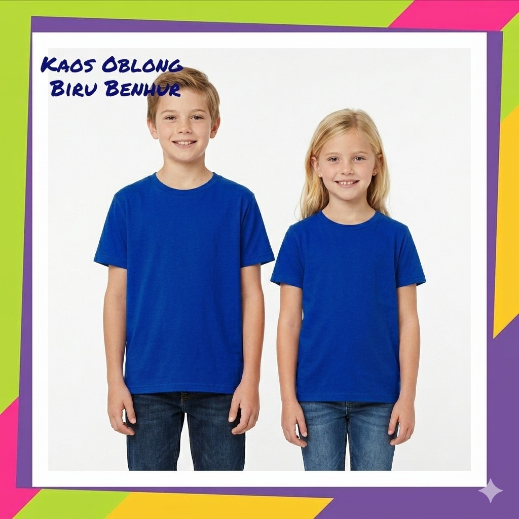 Kaos polos anak Biru Benhur - Oblong polos anak Biru Benhur - KAOS ANAK - KAOS POLOS ANAK