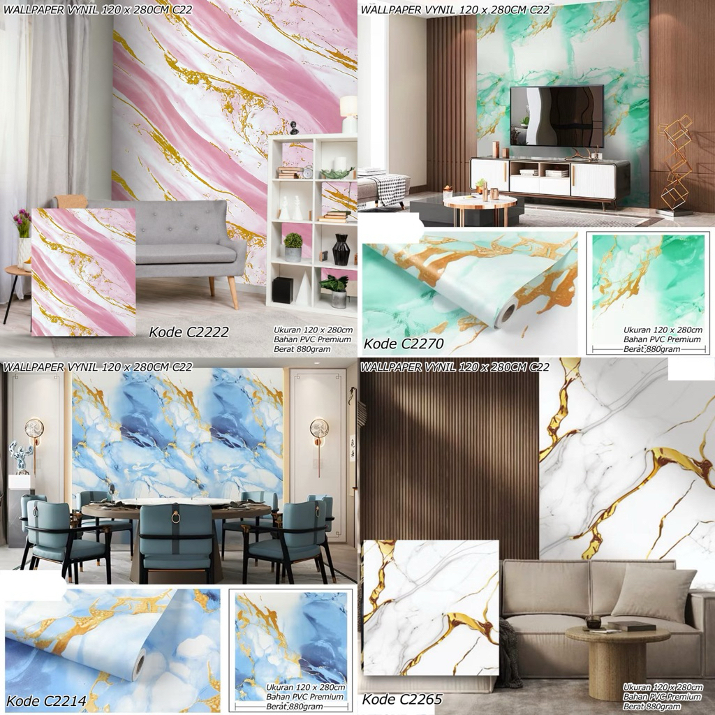 WALLPAPER VYNIL 120 x 280CM C22 || WALLPAPER MARMER ROLL GRANIT DINDING MOTIF || STIKER FOAM MOTIF M