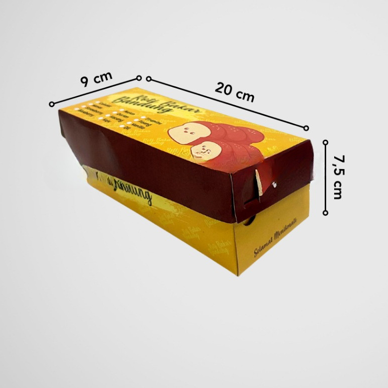 Dus Roti Bakar 20x9x7.5 gambar / Box Roti Bakar Warna Kuning / Box Usaha Roti Bakar
