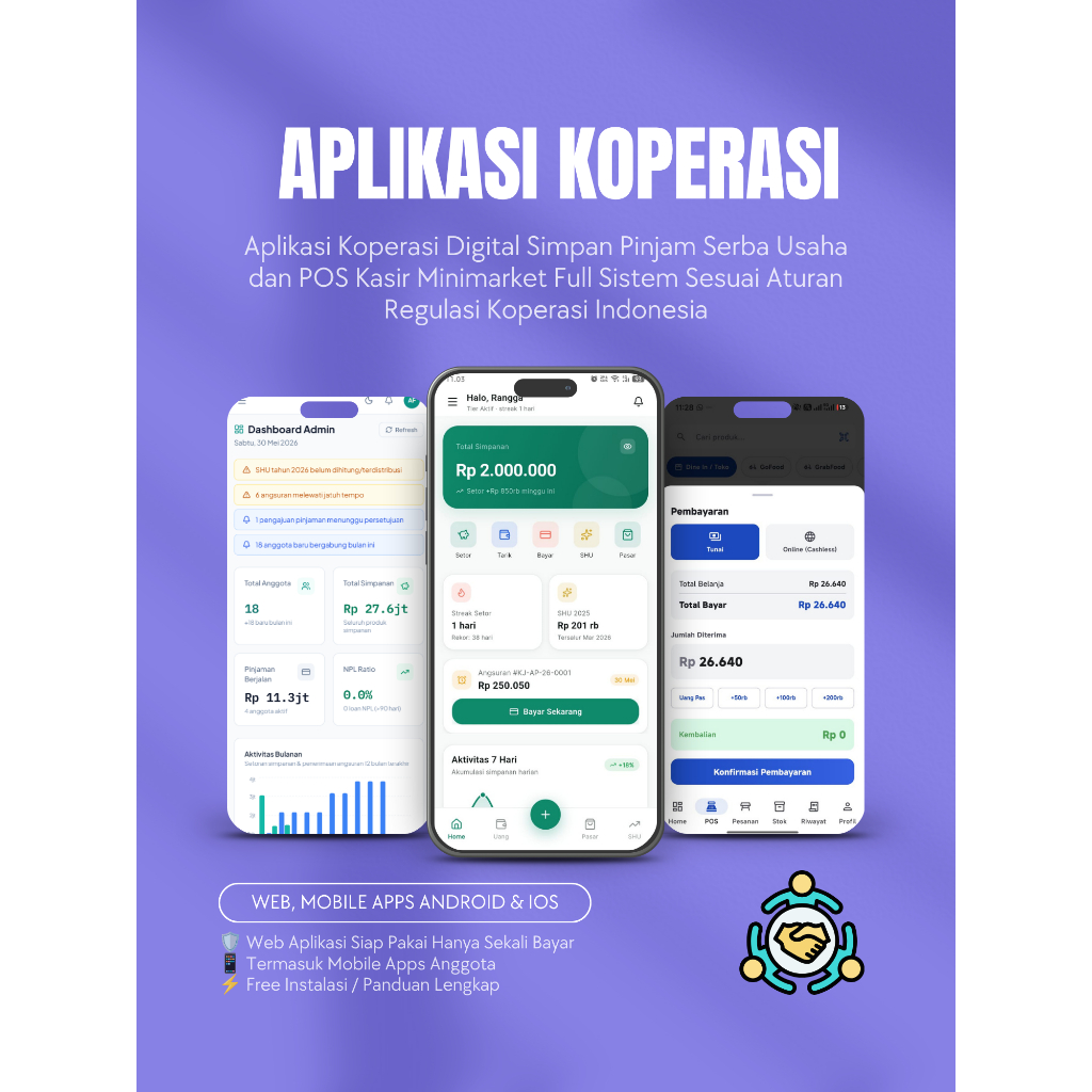 APLIKASI KOPERASI DIGITAL SIMPAN PINJAM SERBA USAHA POS KASIR MINIMARKET | WEB KOPERASI SIMPAN PINJA