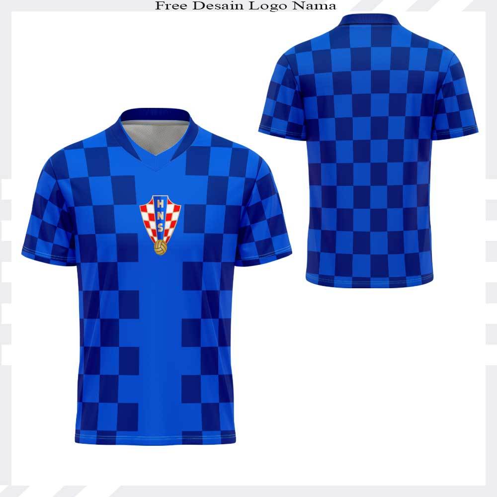 Jersey Fantasy Croatia Fullprint Kotak-kotak Biru Keren - Jersey Contingent Croatia - Jersey Retro