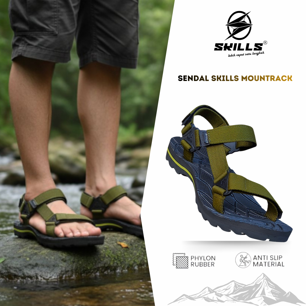 SKILLS Barqun Mountrack Sandal Pria Wanita  - Army