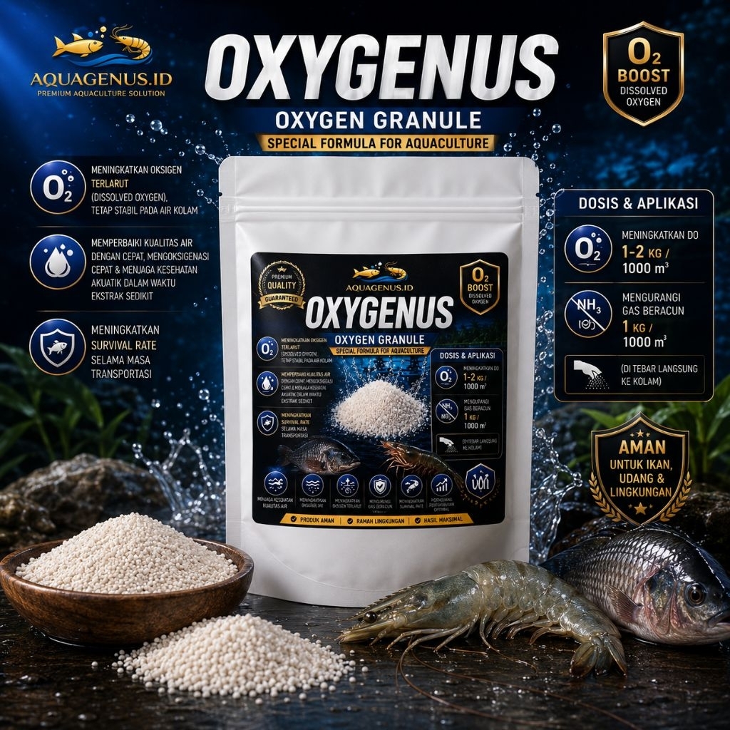 Aquagenus - Oxygenus 1 Kg - Oksigen Granule Untuk Ikan & Udang Premium Quality