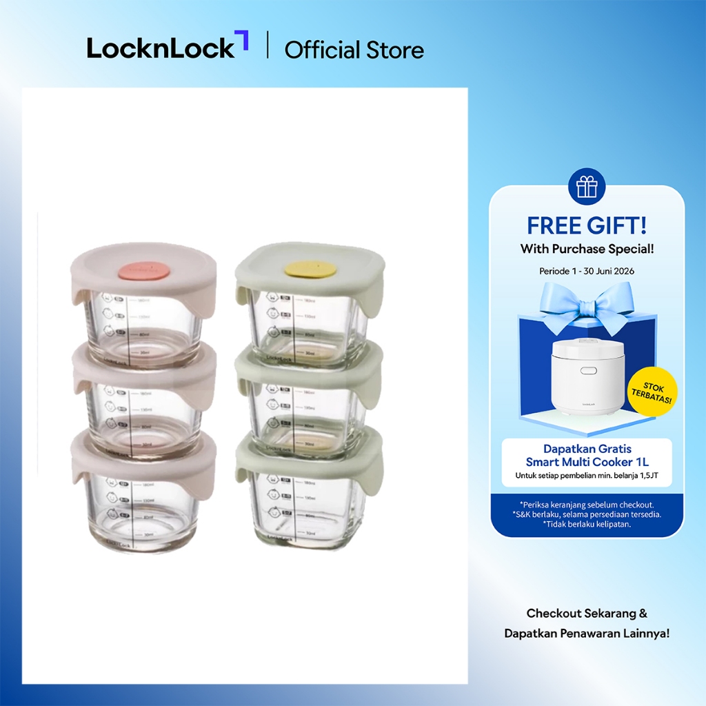 LocknLock Oven Glass Food Container MPASI Bayi 3Pcs 230ml