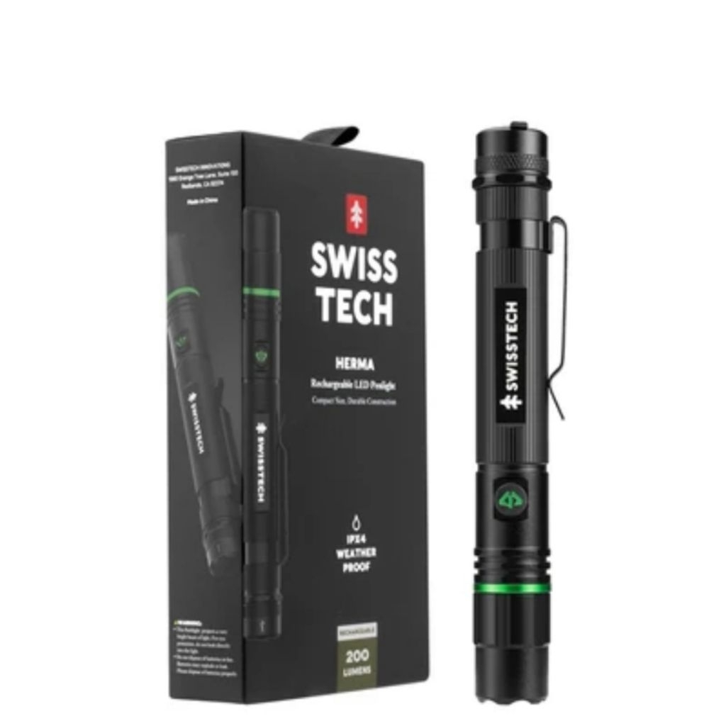 Swiss Tech Senter LED Rechargeable 200 Lumen ST031619 Hitam