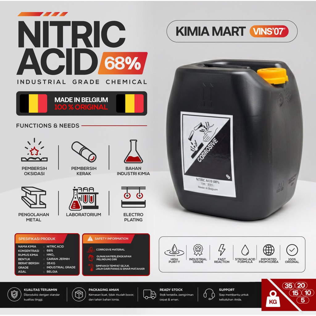 Asam Nitrat 68% - Pemurnian Emas, Pembersihan, Pupuk