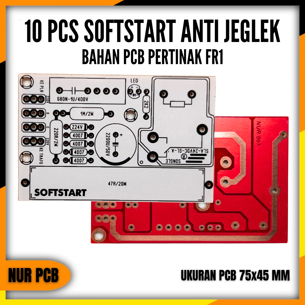 PCB Softstart 30A 24V Anti Jeglek Power Amplifier 10 Pcs 7.5x4.5cm 10PCS-ACC-011