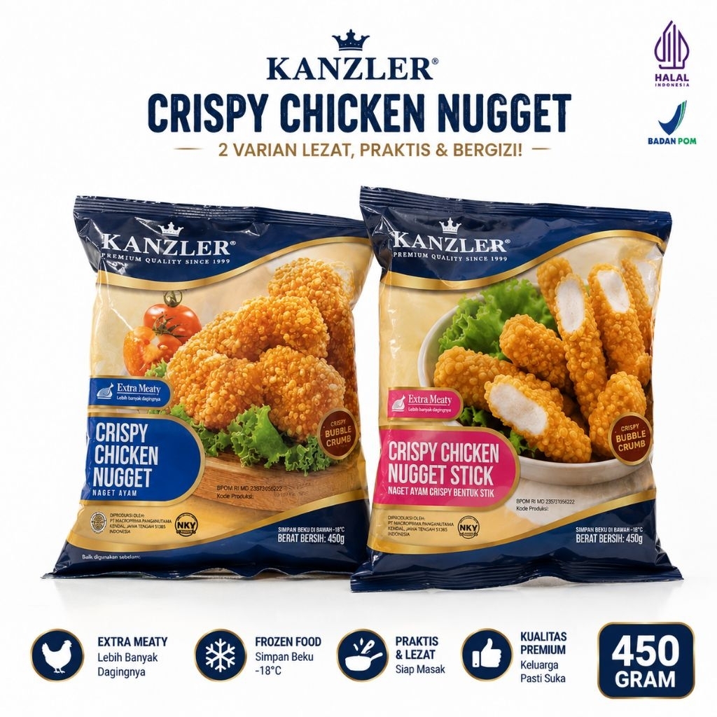 Kanzler Crispy Chicken Nugget 450 Gram Stick Frozen Food Surabaya Nugget Ayam Siap Masak