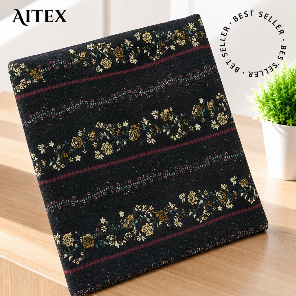 New ( Harga / 0, 5 M ) Kain Katun Rayon Viscose Premium || Kain Katun Motif Floral Hitam Premium || 