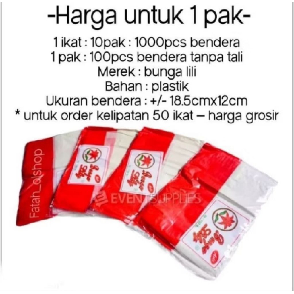 10 Pack Bendera Plastik Merah Putih 15x20 cm - Dekorasi Meriah untuk Perayaan!