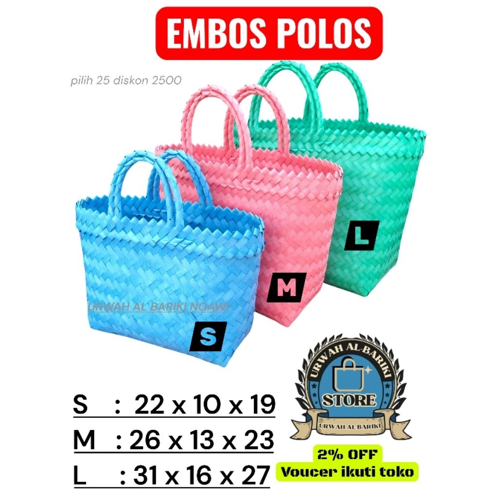 Tas anyaman plastik polos embos tas anyaman hamper murah tas hajatan tas tahlilan tas wanita totebag