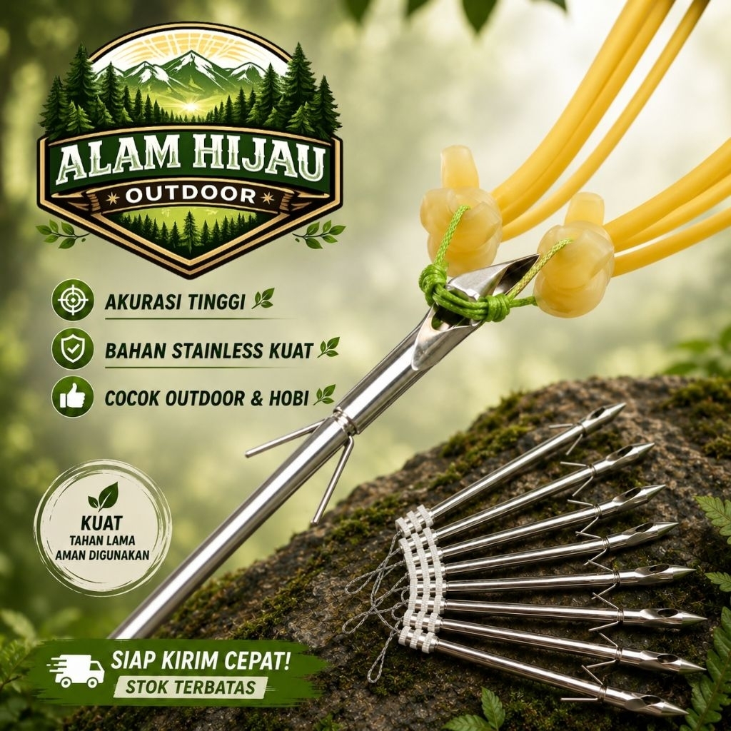 Peluru Ketapel Stainless Steel Ujung Tajam untuk Berburu Ikan & Target Shooting 1PCS