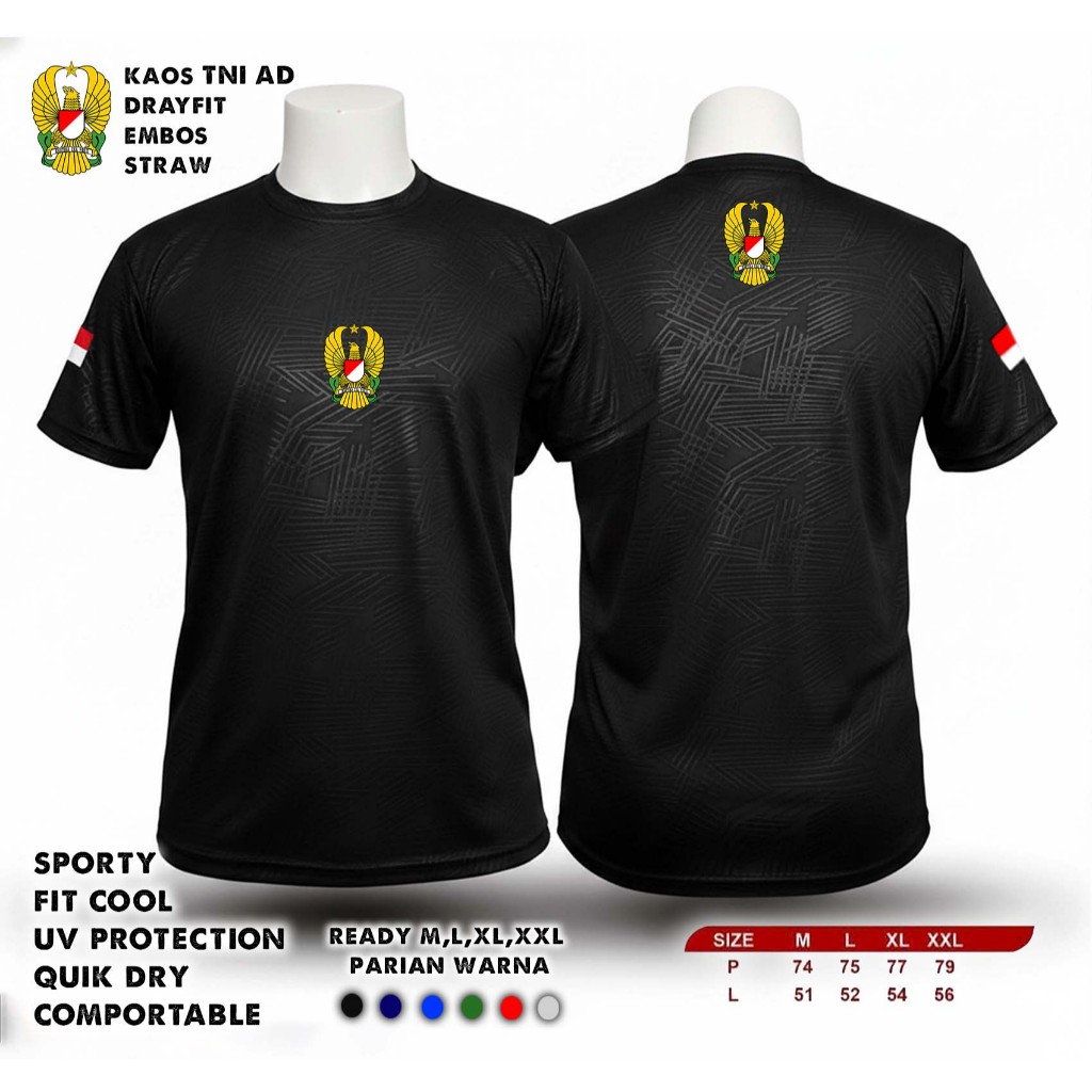 kaos tni ad / baju kaos tni ad logo depan belakang / baju kaos dryfit jersey tni ad / kaos jersey ol