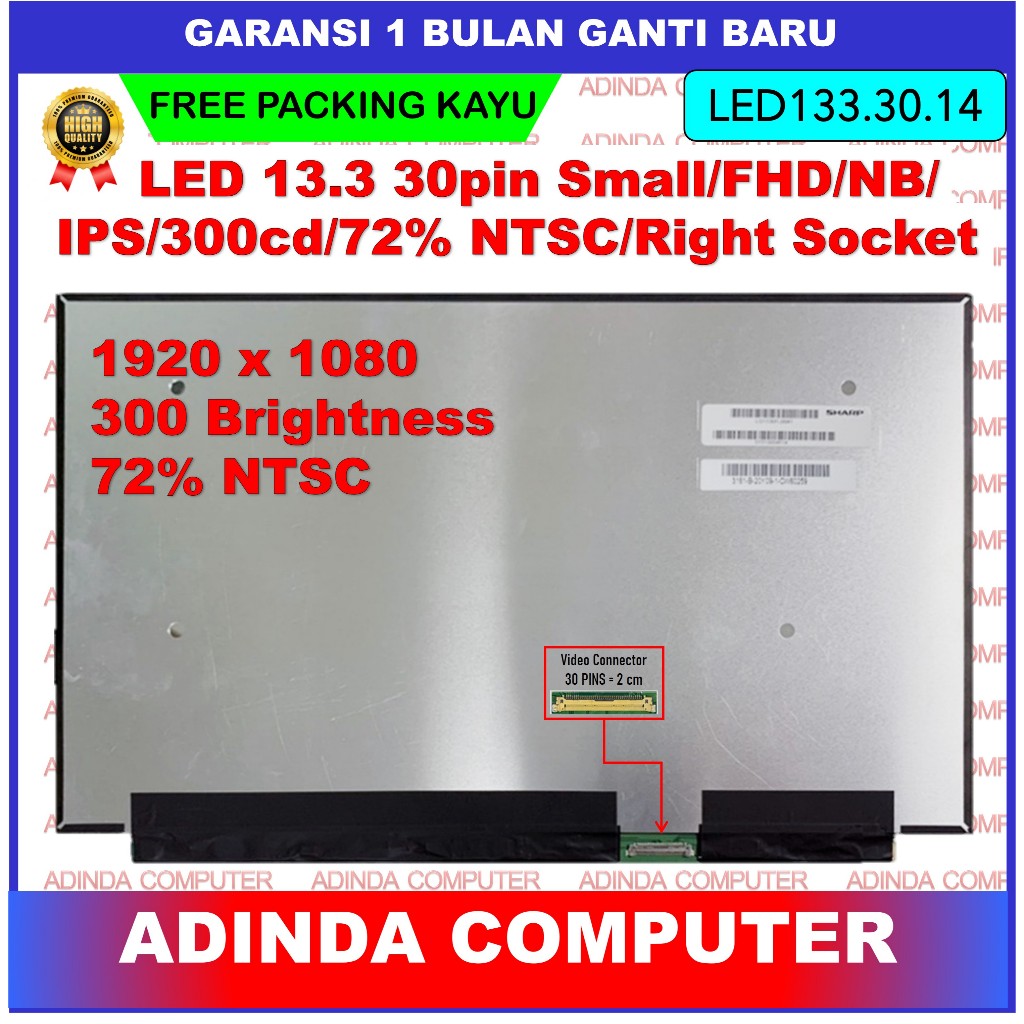 LCD LED Dell Latitude 13-5310 13-3301 P99G P97G 13.3 13 Inch 30 pin 30pin Small Narrow Full HD FHD I
