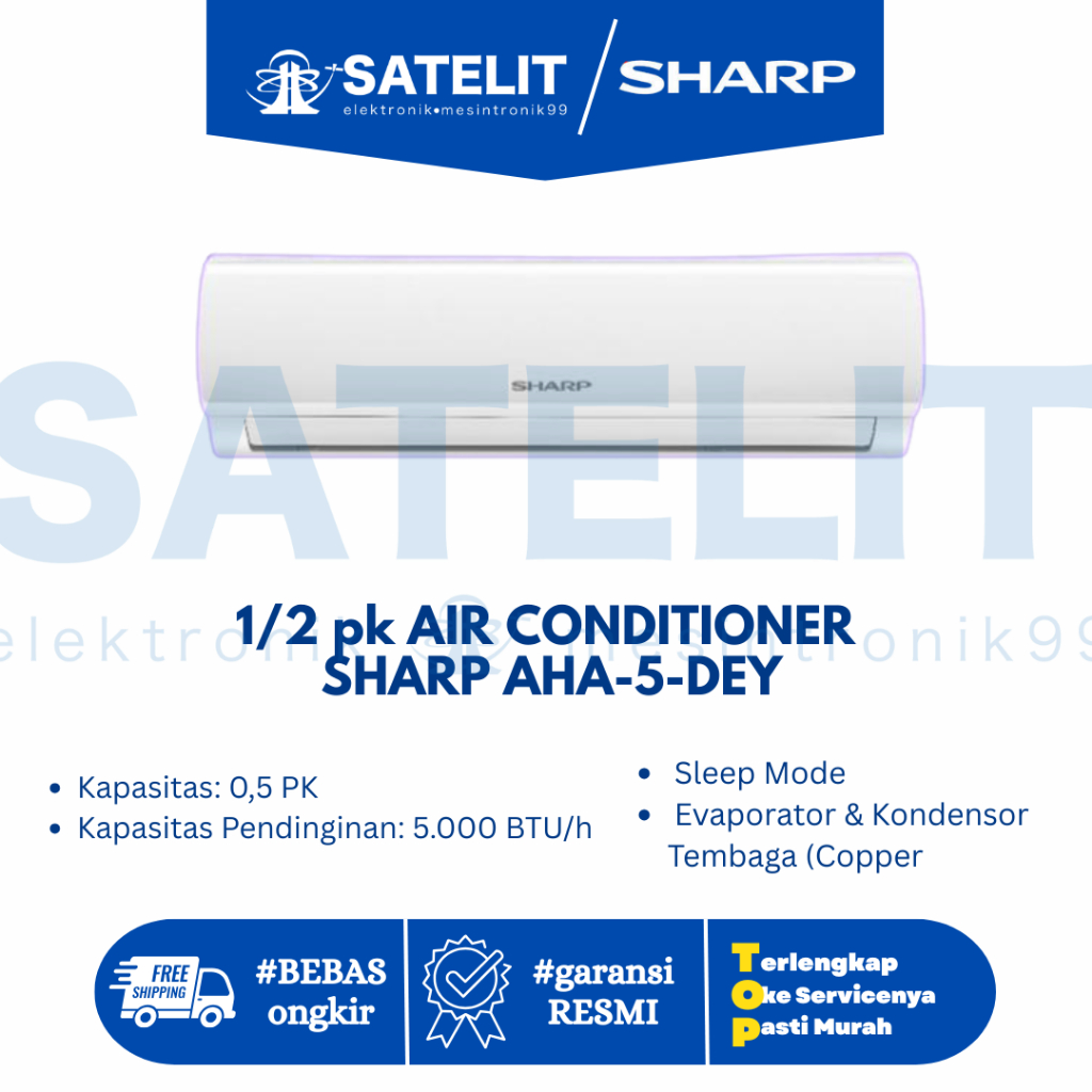 Sharp AC Split 1/2 PK AHA-5-DEY Hemat Listrik Low Watt Dingin Cepat