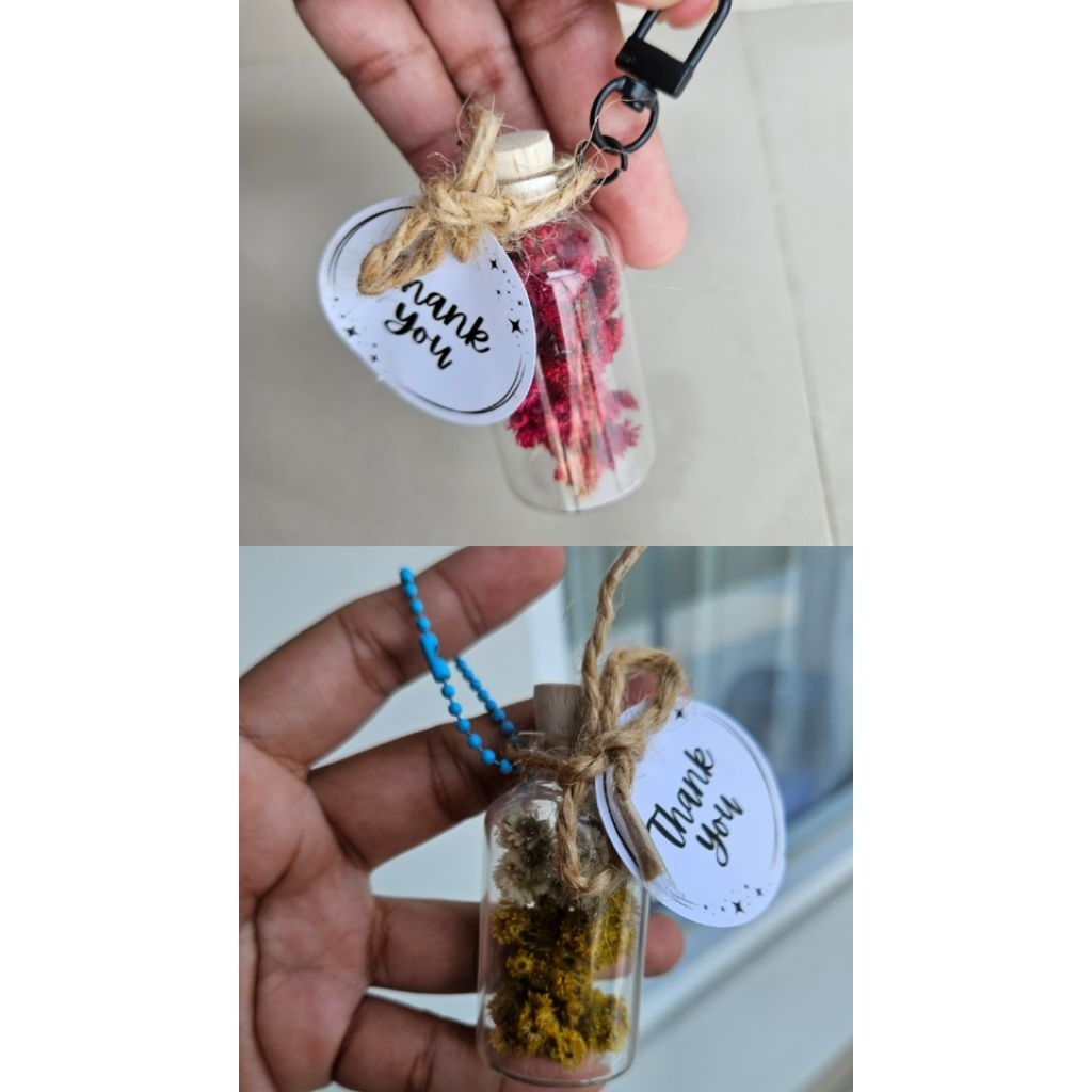 Botol Bunga Kering Edelweis || Souvenir Gantungan Kunci Keychain || Custom uk 25ml