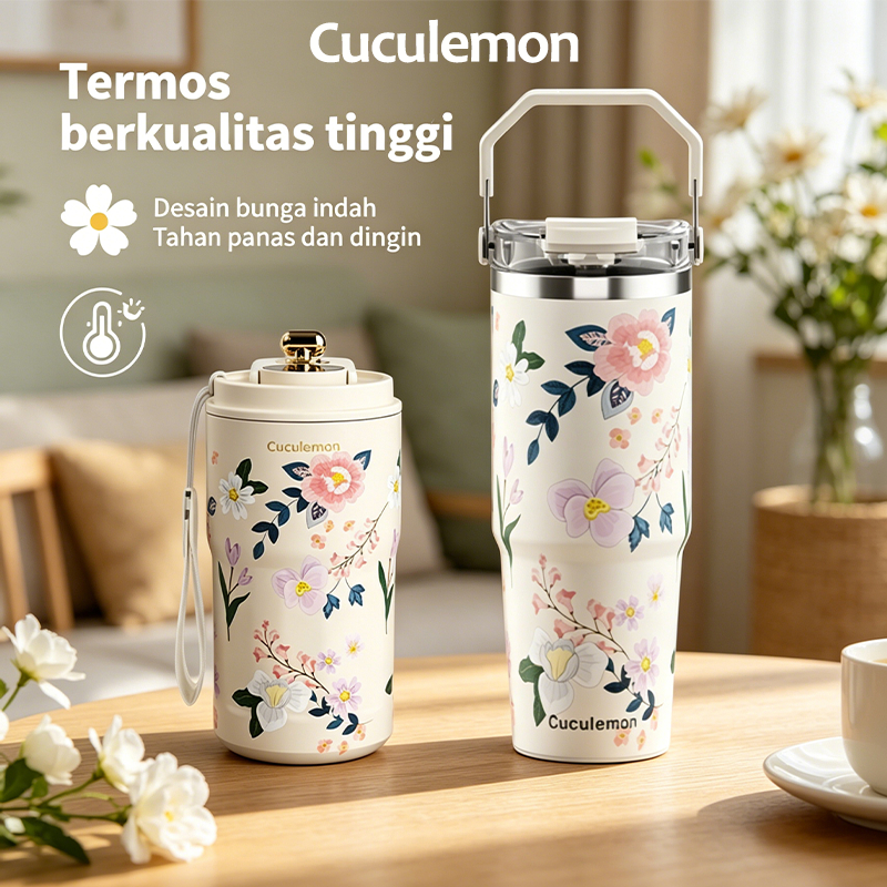 Cuculemon Termos 2 pcs 450ml 890ml Stainless Steel Double Wall Tahan Panas Dingin Bundling