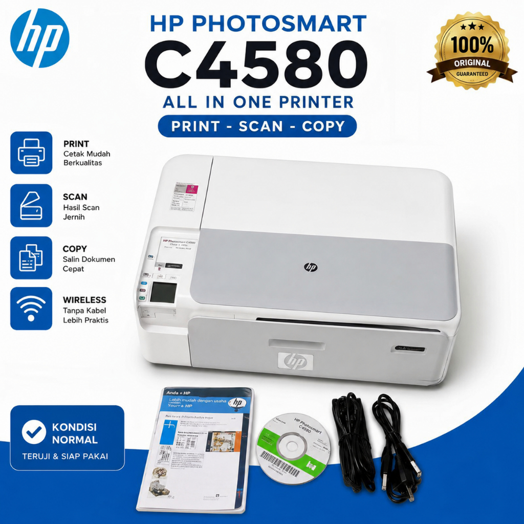 PRINTER HP PHOTOSMART C4580 ALL IN ONE| PRINT SCAN COPY | WIFI | BARANG BARU STOCK LAMA |  HARGA CUC