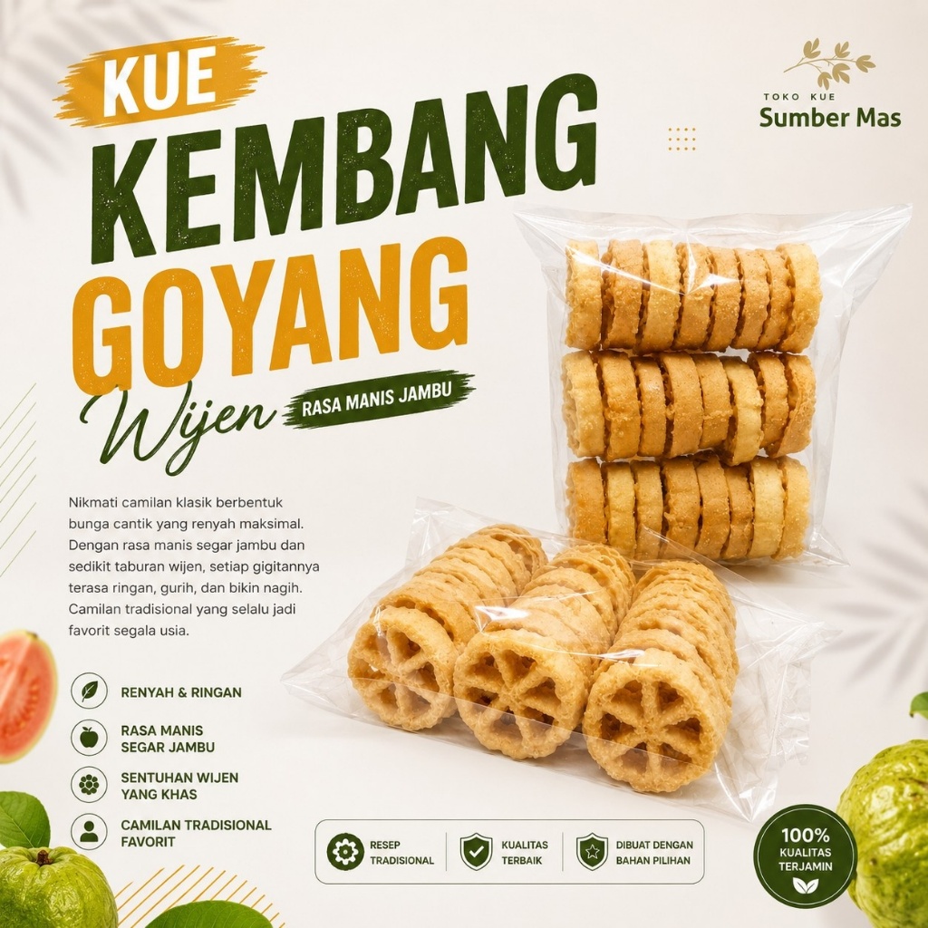Kembang Goyang 1kg - Kue Roda Kembang Loyang Wijen Renyah Gurih Manis