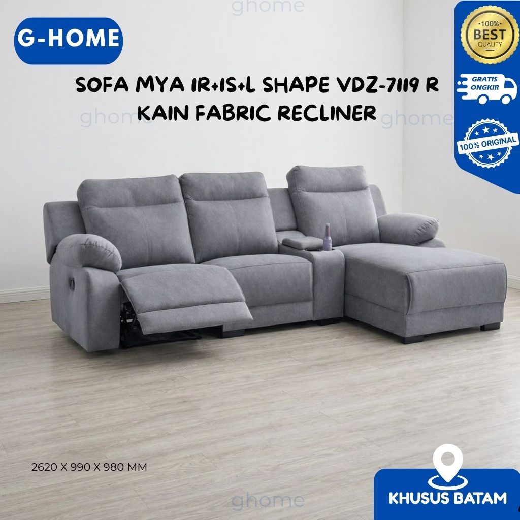 SOFA MYA 1R+1S+L SHAPE VDZ-7119 R  KAIN FABRIC RECLINER