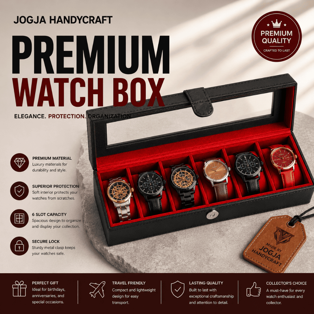 FULL COLOR KOTAK TEMPAT JAM TANGAN ISI 6 / WATCH BOX ORGANIZER