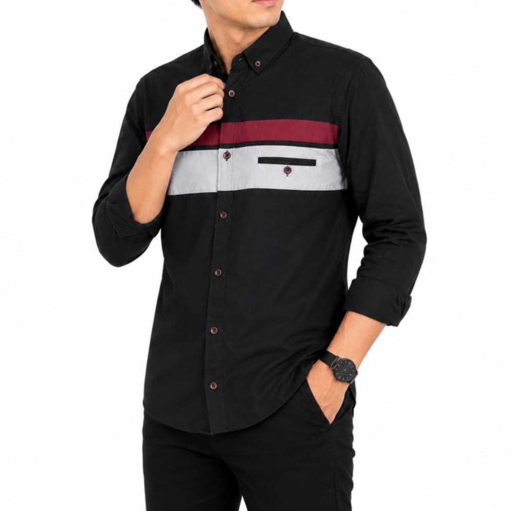 kemeja motif pria KEMEJA LENGAN PANJANG PRIA MOTIF GARIS GARIS
