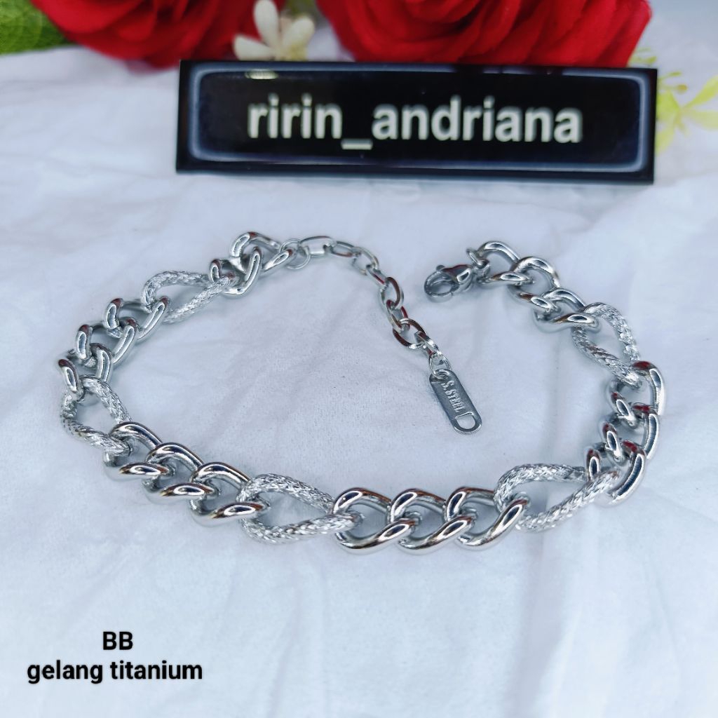 gelang sisik naga 2 silver cowok dan cewek titanium