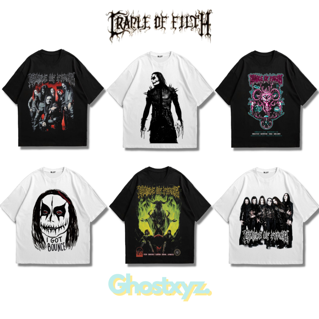 Ghostxyz T-Shirt Cradle Of Filth Black White Oversize Vintage Tee Baju Kaos