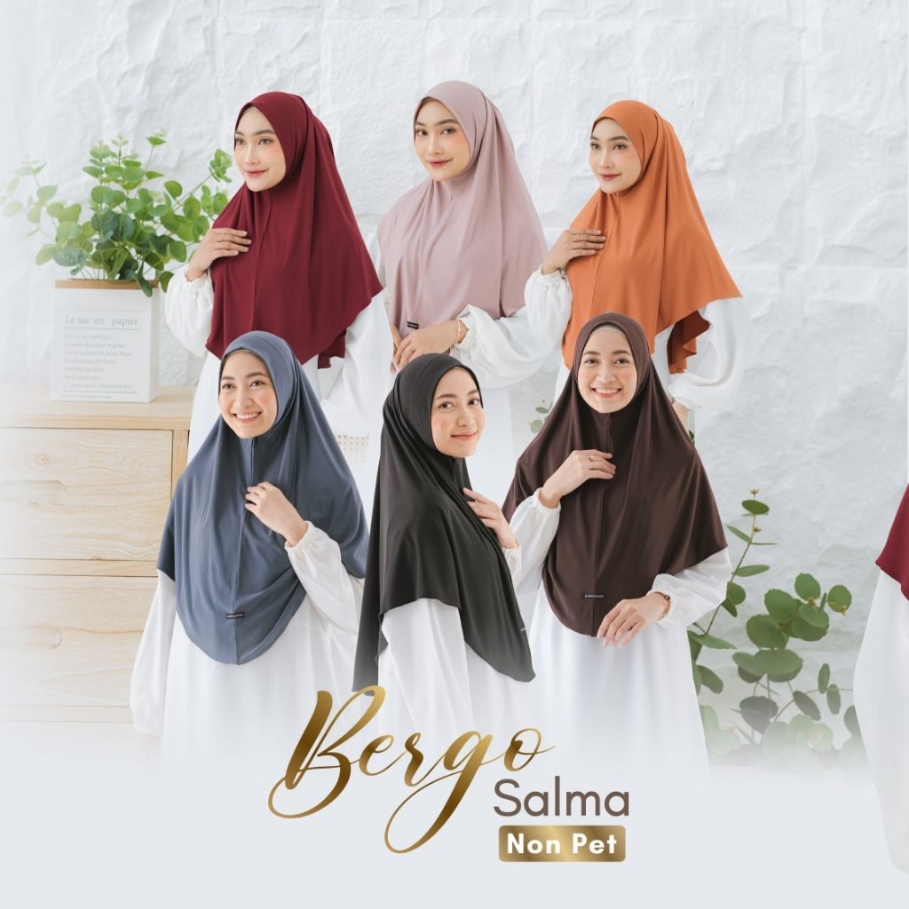 BERGO SALMA NONPET - ORIGINAL BY MYH HIJABBRAND - Hijab instan bergo nonpet bahan jersey korea premi