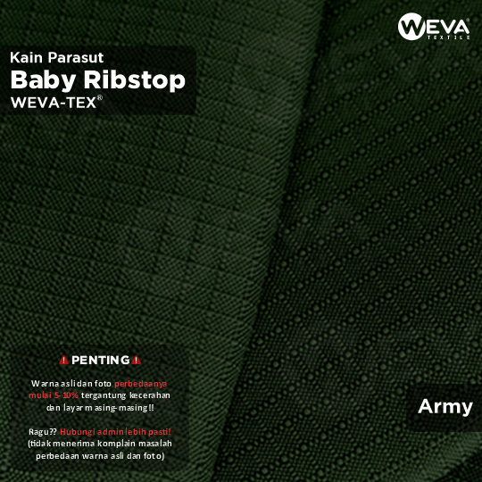 BABY RIBSTOP Bahan Kain Micro Ribstop Kain Jaket Parasut Waterproof Hijau Botol 14