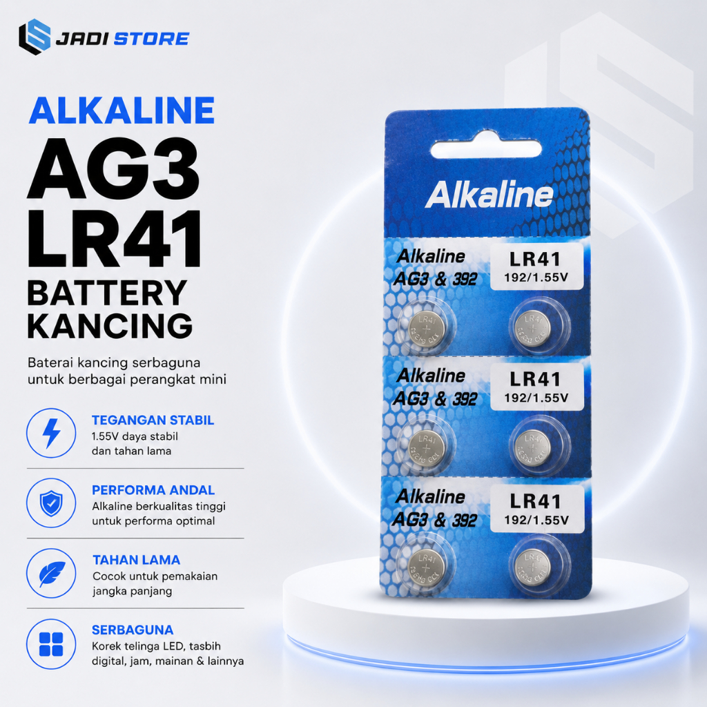 Baterai Kancing AG3 LR41 Baterai Kancing SR41 Baterai Korek Telinga LED Baterai Tasbih Digital Mini