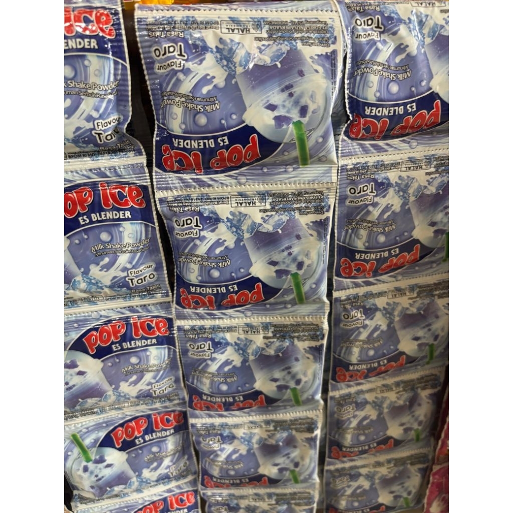 Minuman Serbuk Pop Ice 25 Gram - Rasa Taro, Grape, Vanilla Blue, Es Blender