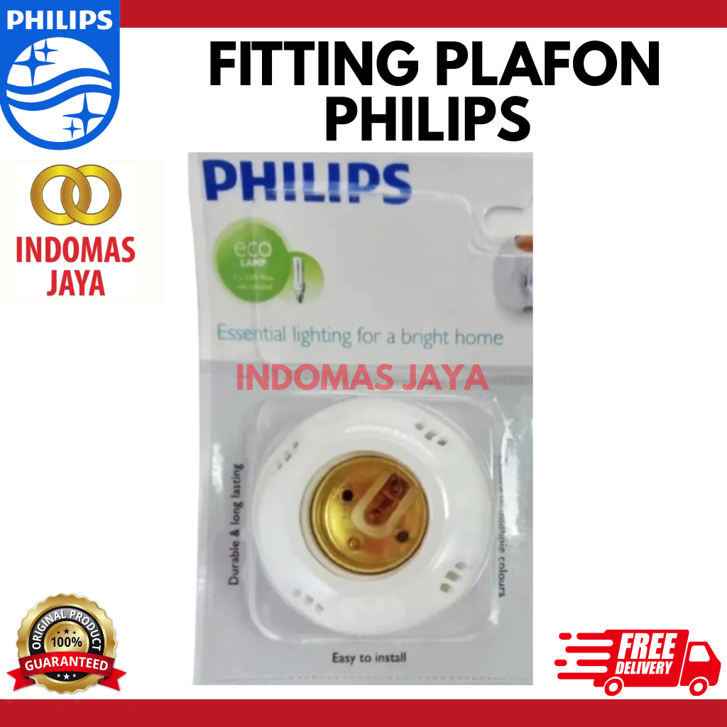 Fitting Plafon PHILIPS Deco Holder Putih E27 - Rumah Lampu PHILIPS Essential