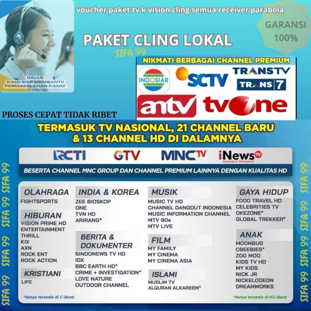 Termurah K VISION Paket CLING 1Tahun/06 Bln /MNC GROUP K-VISION CL12