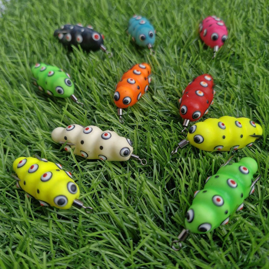 soft frog umpan casting Gabus Toman geol ulat panjang 4cm berat 3,5gram
