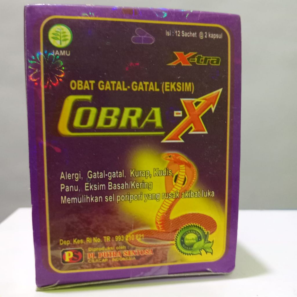 Kapsul Obat Gatal Herbal - Cobra X, 12 Sachet x 2 Kapsul, Herbal Alami, Mudah Dikonsumsi